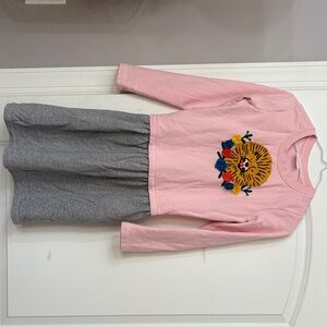 Hanna Andersson Pink and Gray Lion Long Sleeve Tee